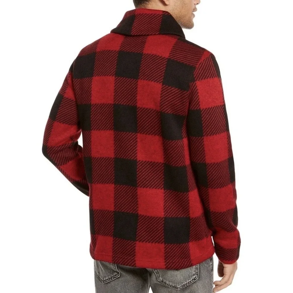 Levi's Trouss Buffalo Plaid Cardigan Sweater Sz‎ Medium Red Black